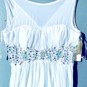 Reception White mesh top formal dress,  with embroidered crystal designs